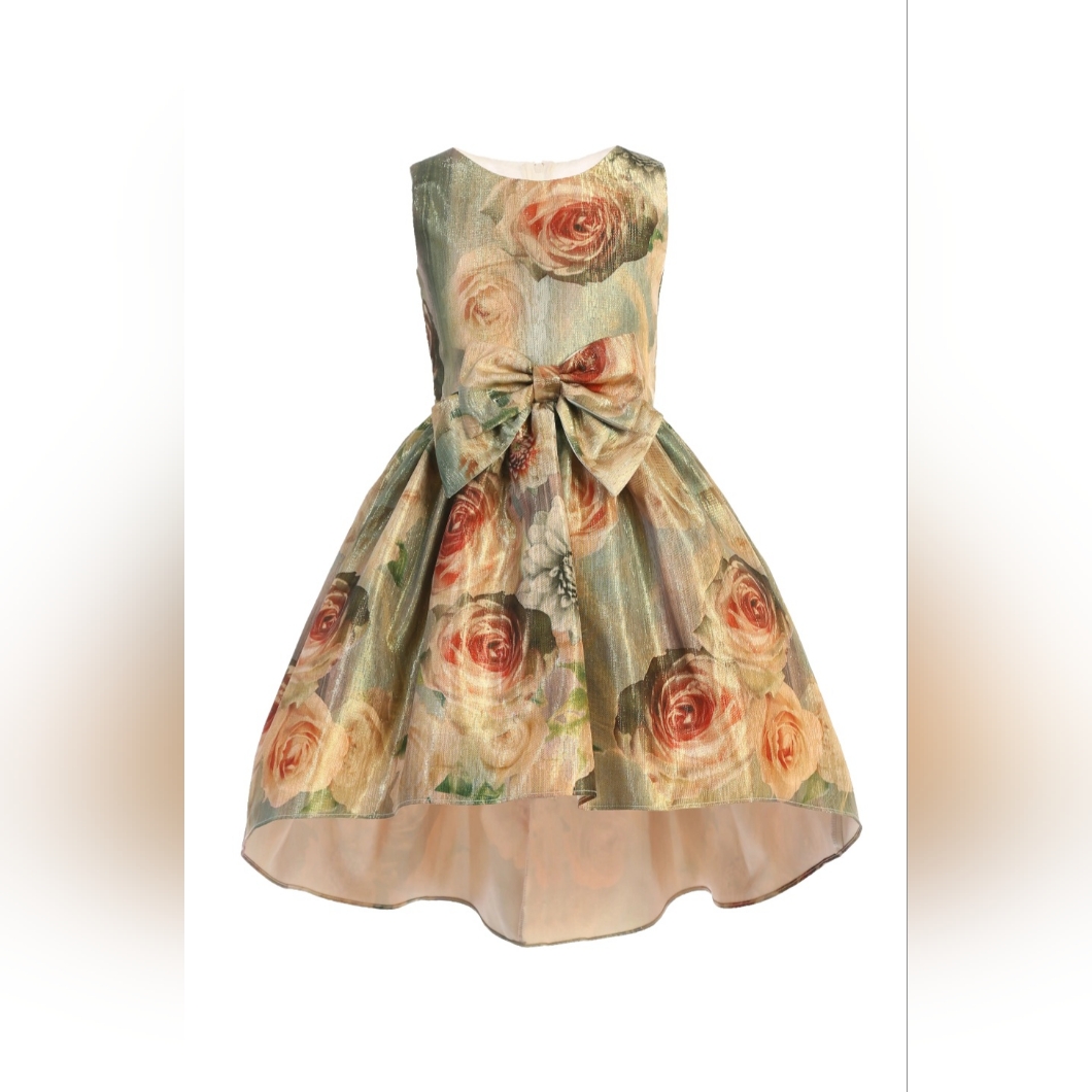 Girls Floral Print Hi-Low Cocktail Dress